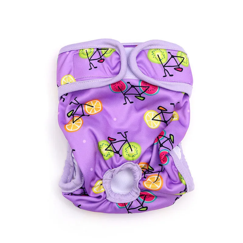 Cloth dog menstrual panties in pink watermelon with cartoon print on white background