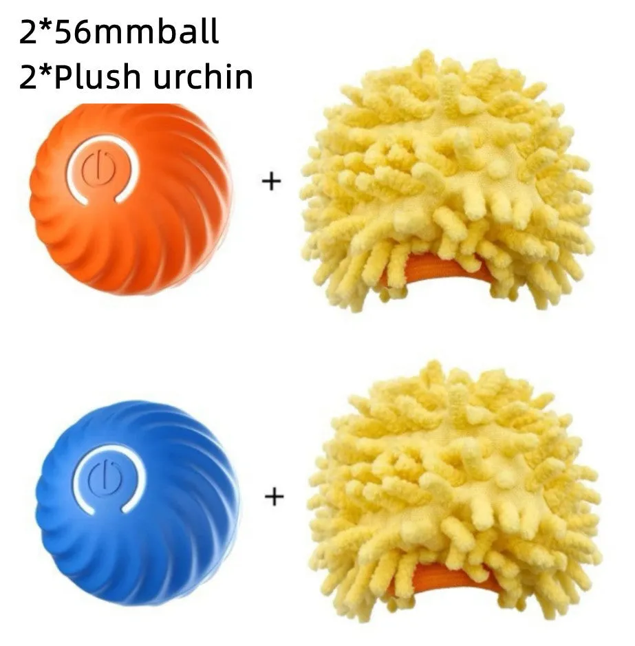 Blue USB rechargeable rubber dog ball toy 67mm on a light background