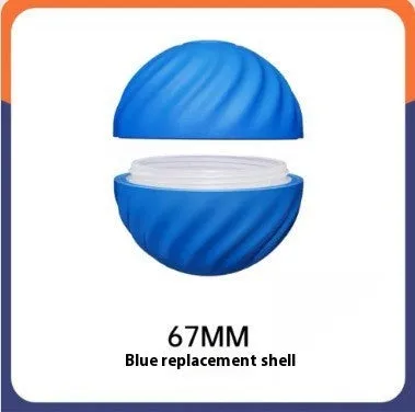 Blue USB rechargeable rubber dog ball toy 67mm on a light background