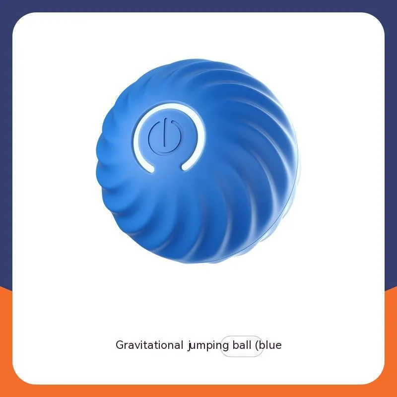 Blue USB rechargeable rubber dog ball toy 67mm on a light background