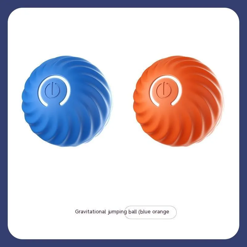 Blue USB rechargeable rubber dog ball toy 67mm on a light background