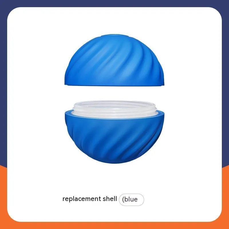 Blue USB rechargeable rubber dog ball toy 67mm on a light background