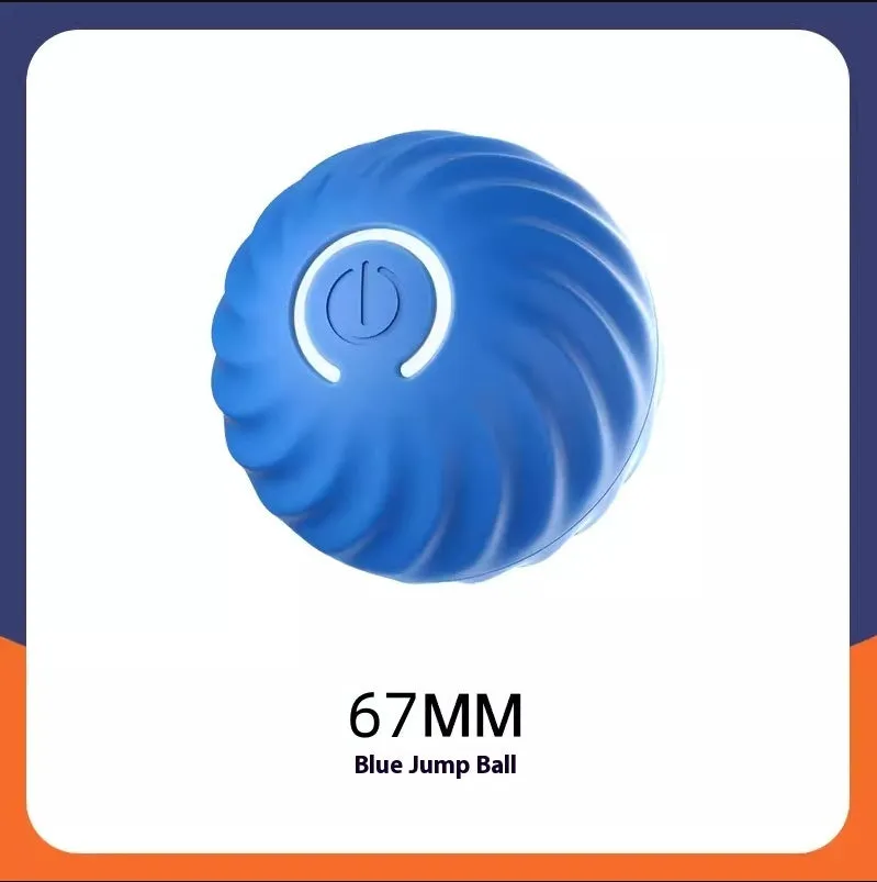 Blue USB rechargeable rubber dog ball toy 67mm on a light background