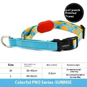Nylon half p explosion-proof pet traction neckband in Sunrise colour on a dog