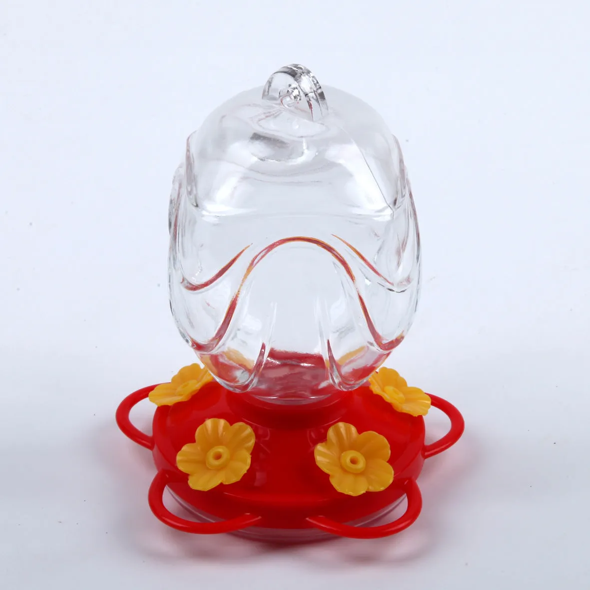 Painted glass feeder for aquarium decoration in transparent colour