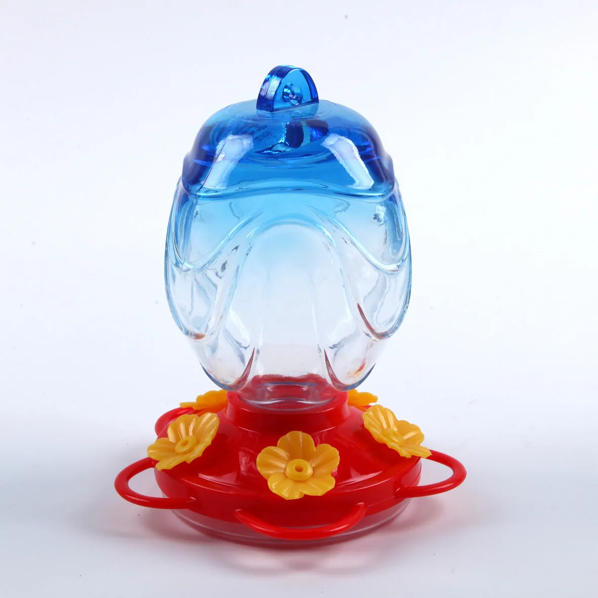 Painted glass feeder for aquarium decoration in transparent colour