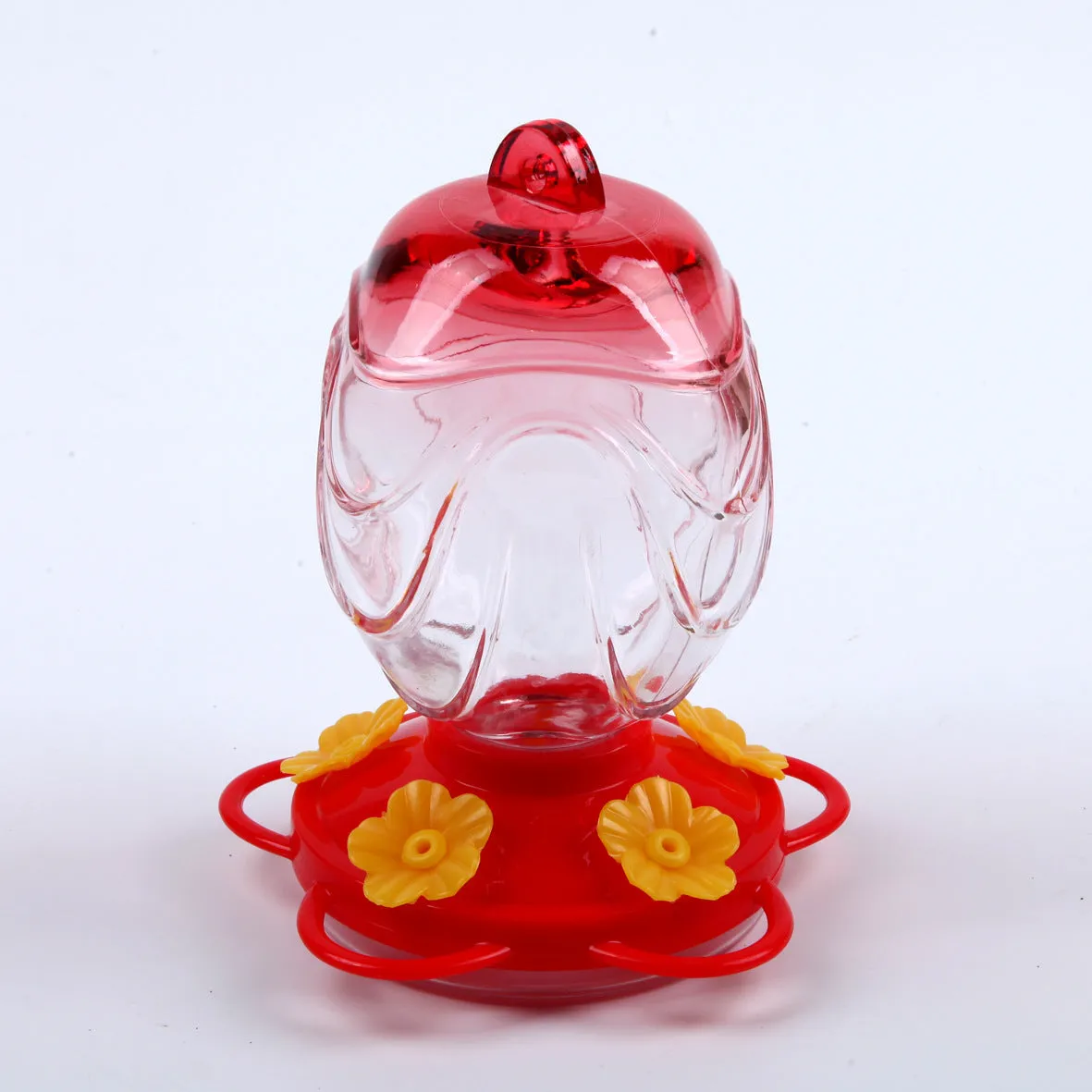 Painted glass feeder for aquarium decoration in transparent colour