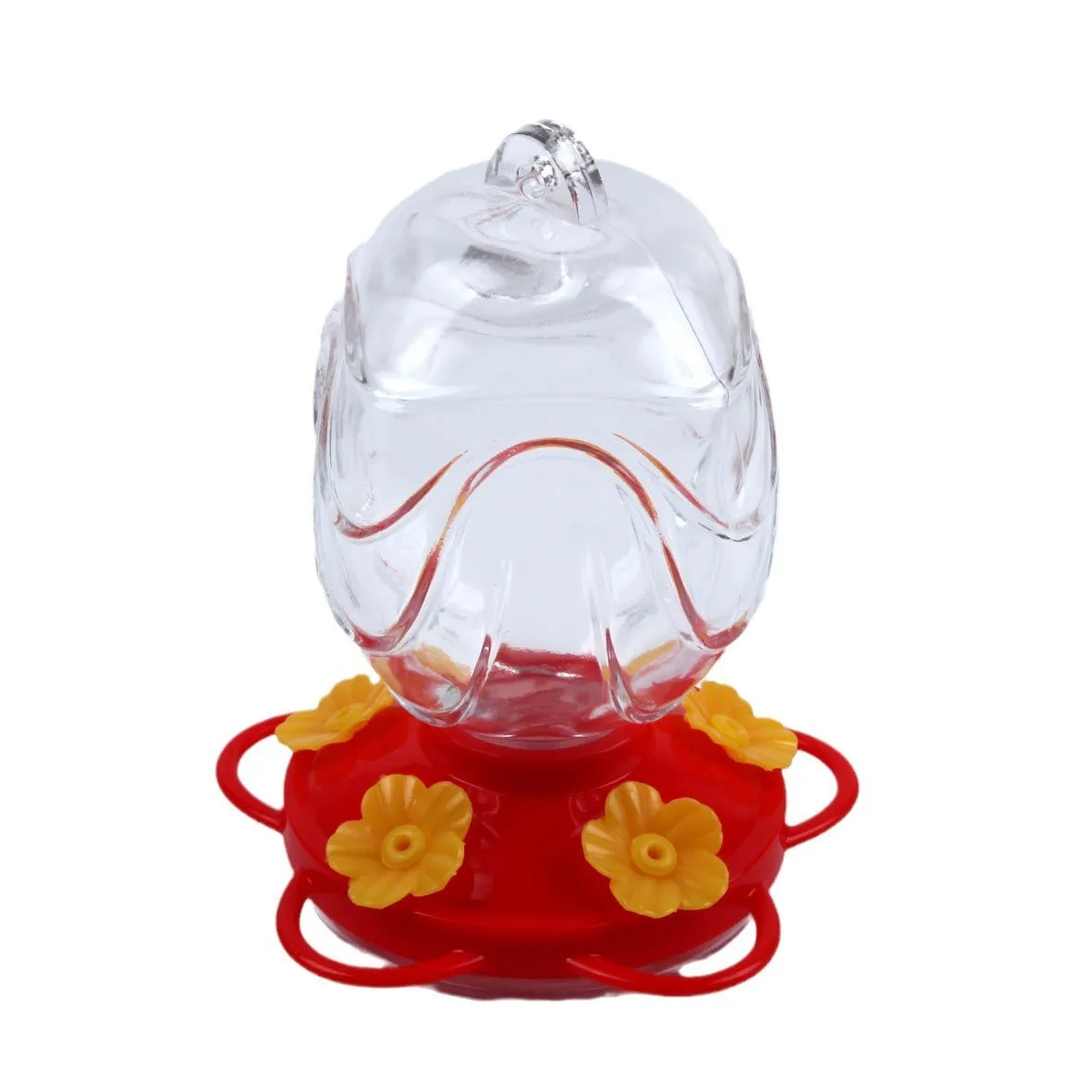 Painted glass feeder for aquarium decoration in transparent colour