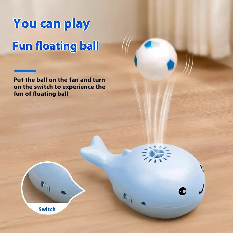 Home fashion suspension cat toy with plastic body and blue balls, USB charging port visible