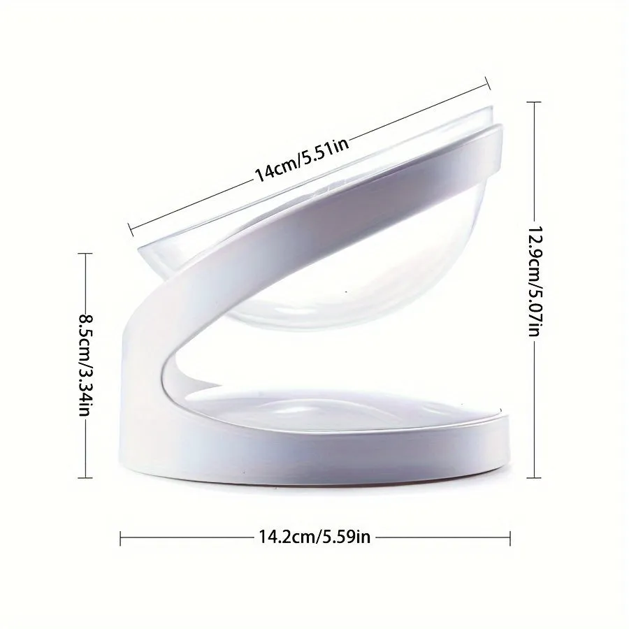 White elevated plastic cat feeder bowl with a tilted design for anti-vomit feeding.