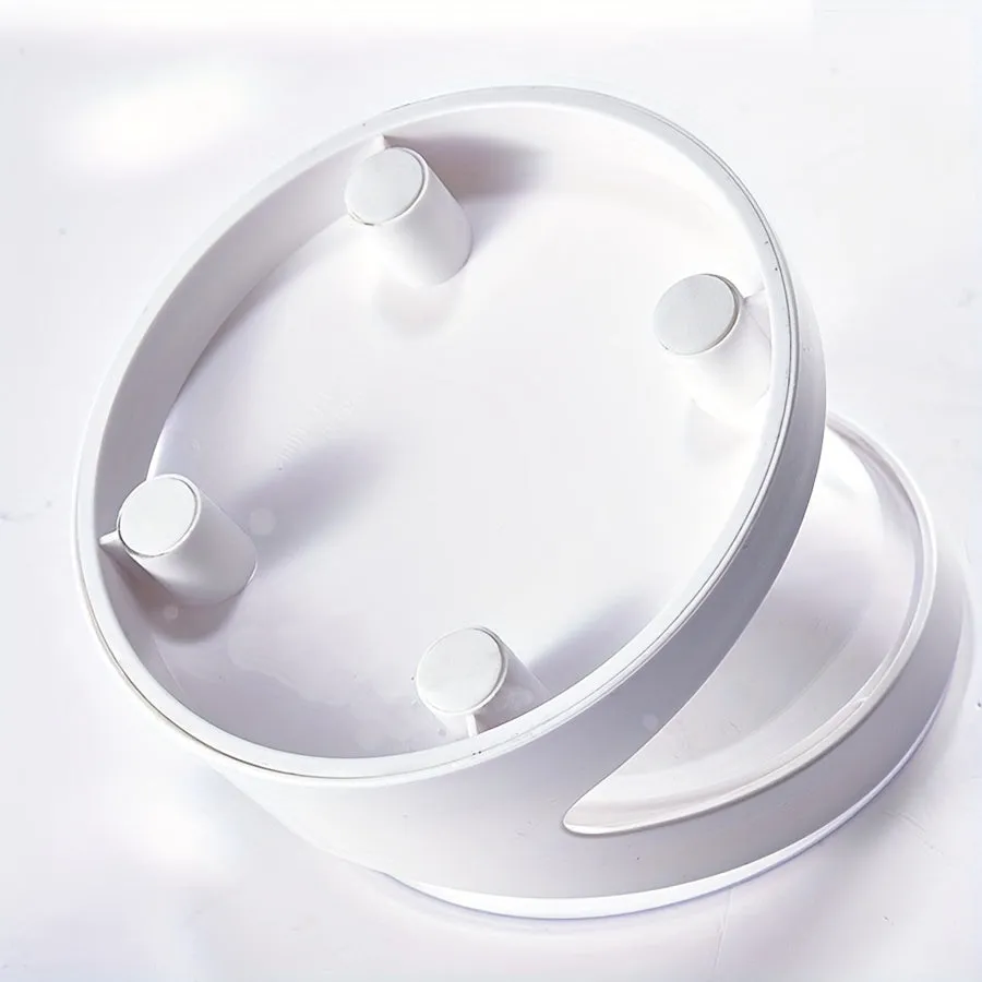White elevated plastic cat feeder bowl with a tilted design for anti-vomit feeding.