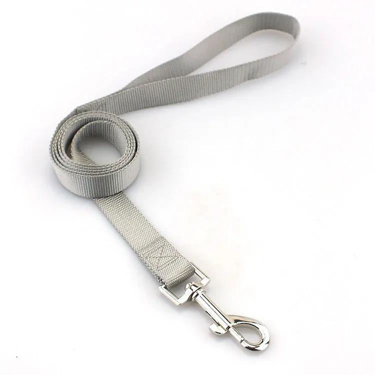 Solid colour nylon dog lead shown in various colours with hand-holding rope design