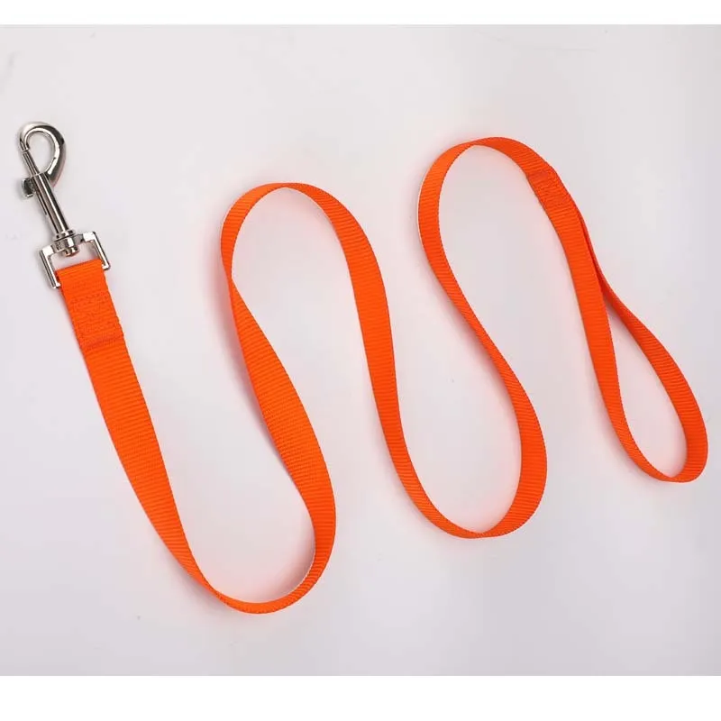 Solid colour nylon dog lead shown in various colours with hand-holding rope design