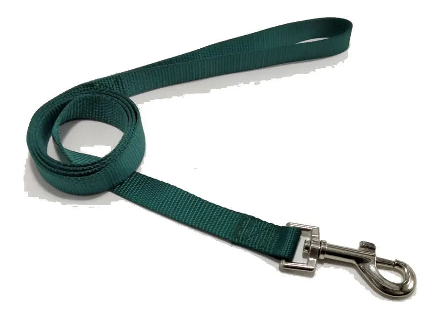 Solid colour nylon dog lead shown in various colours with hand-holding rope design