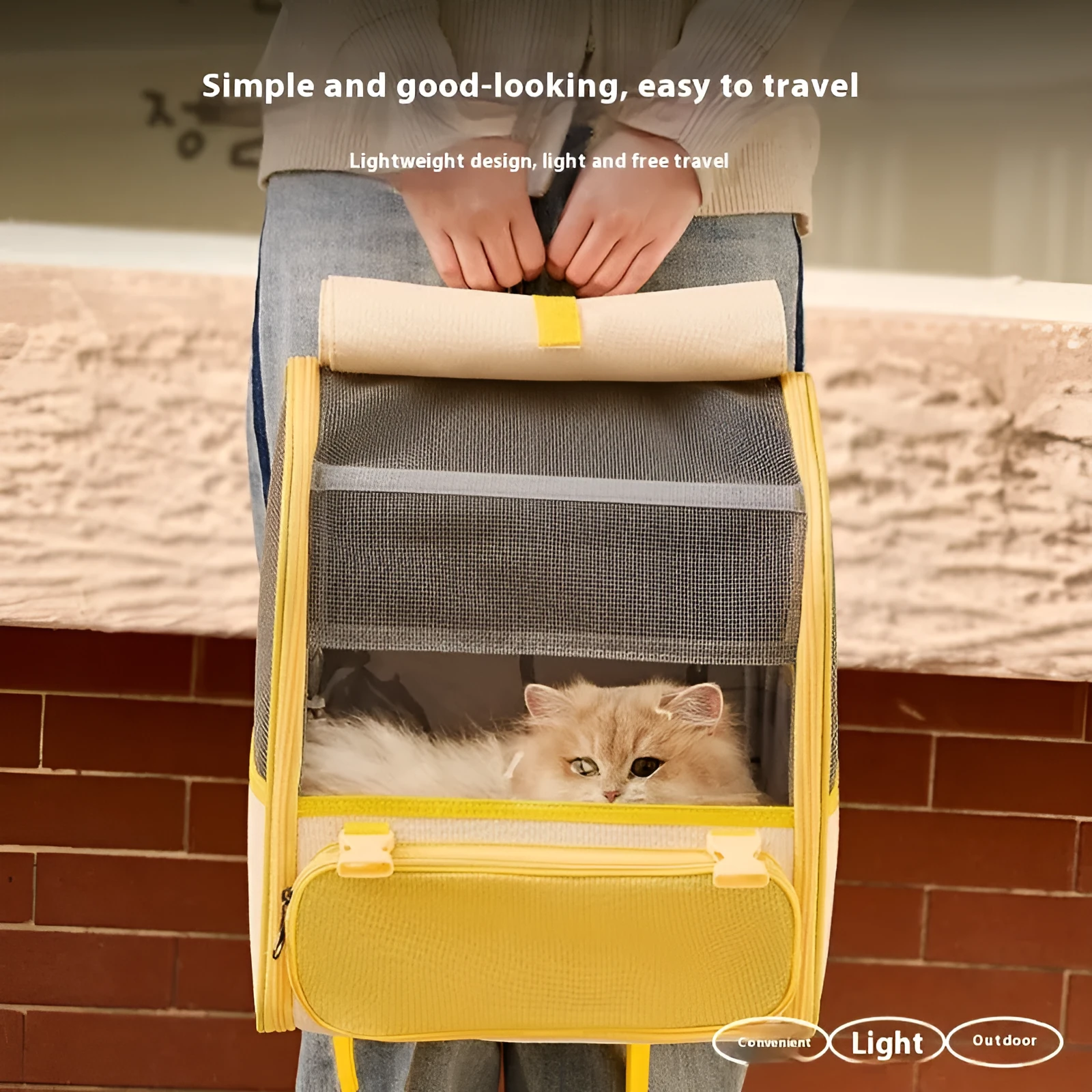 Oxford cloth pet backpack for cats and small dogs up to 8kg in Quietly Elegant Gray