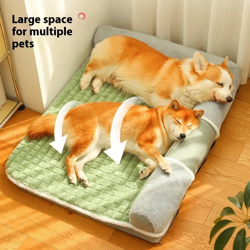 Small dog nest with removable washable cover in green colour with PP cotton fill, M50×40 cm size