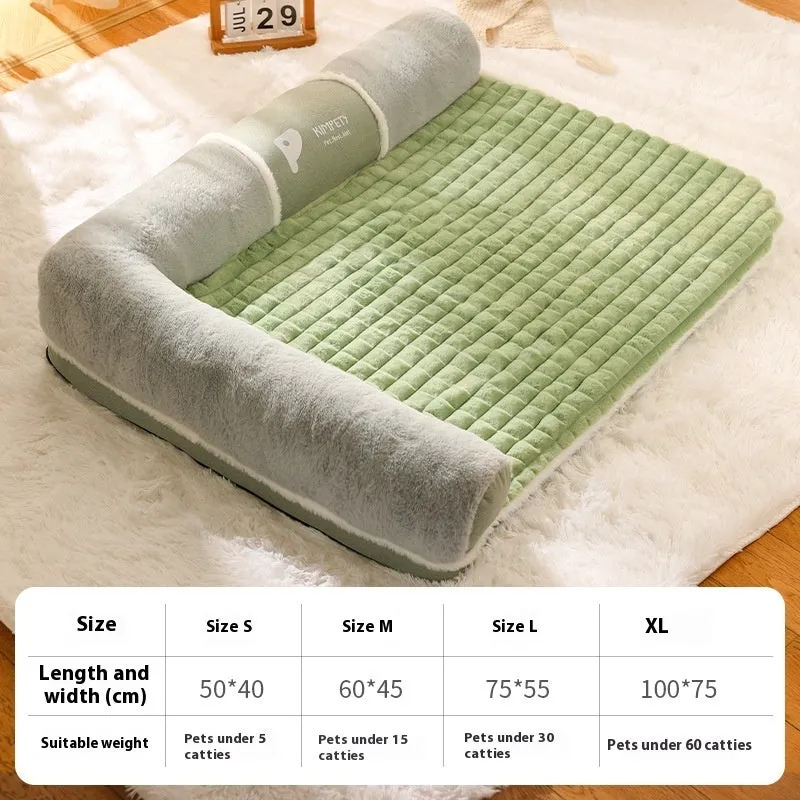 Small dog nest with removable washable cover in green colour with PP cotton fill, M50×40 cm size