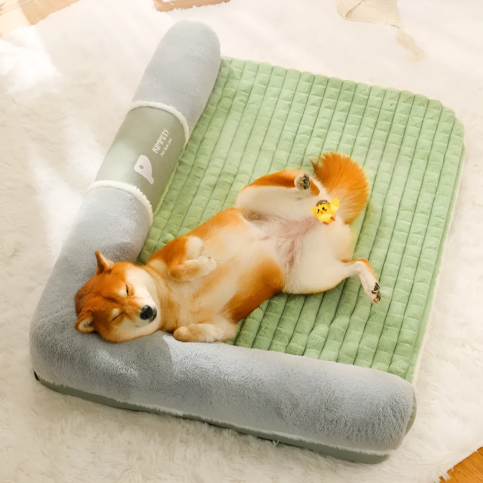 Small dog nest with removable washable cover in green colour with PP cotton fill, M50×40 cm size