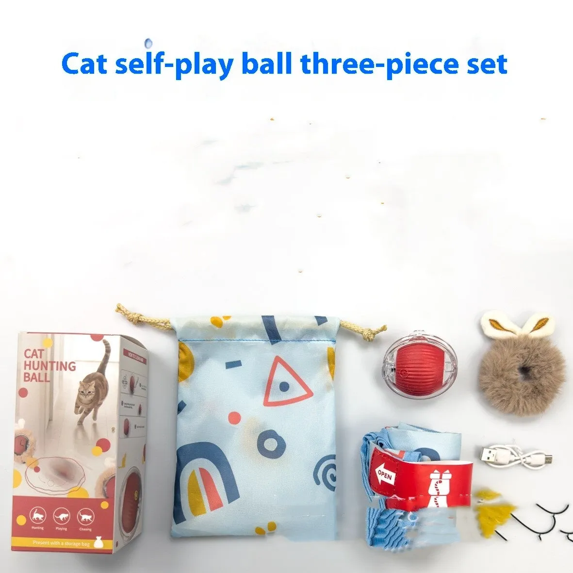 Cat self-hi ball three-piece set with round double-layer hunting cover, self-hi ball, and canvas storage bag in Amazon hot colour