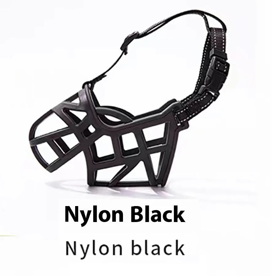 Upgraded dog mouth cover anti-bite muzzle in black for small medium and large dogs plastic construction size 1 to 6