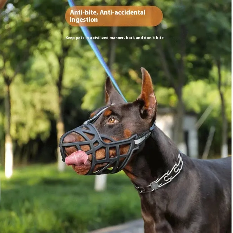 Upgraded dog mouth cover anti-bite muzzle in black for small medium and large dogs plastic construction size 1 to 6