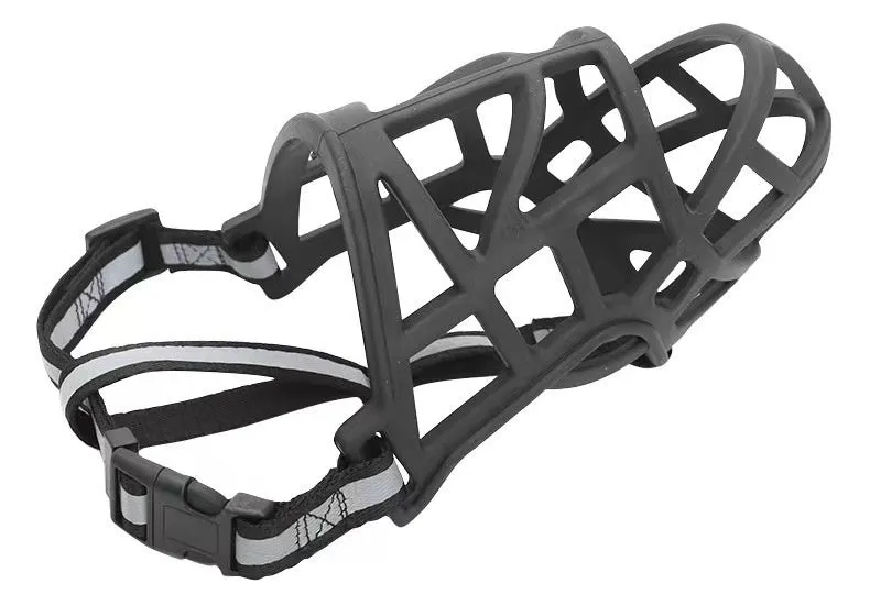 Upgraded dog mouth cover anti-bite muzzle in black for small medium and large dogs plastic construction size 1 to 6
