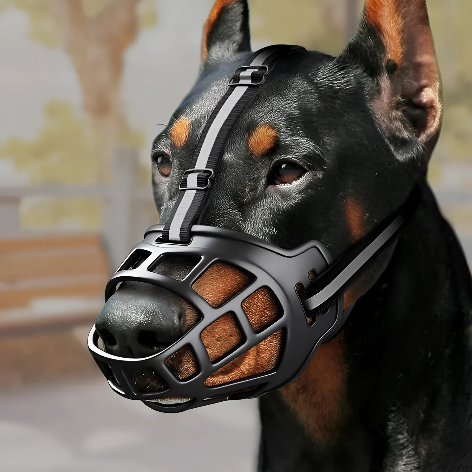 Upgraded dog mouth cover anti-bite muzzle in black for small medium and large dogs plastic construction size 1 to 6