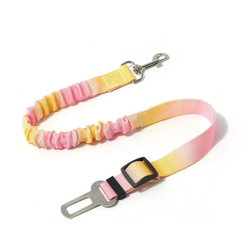 Orange Pink gradient elastic hand holding rope for pets, 60-80cm long, polyester material