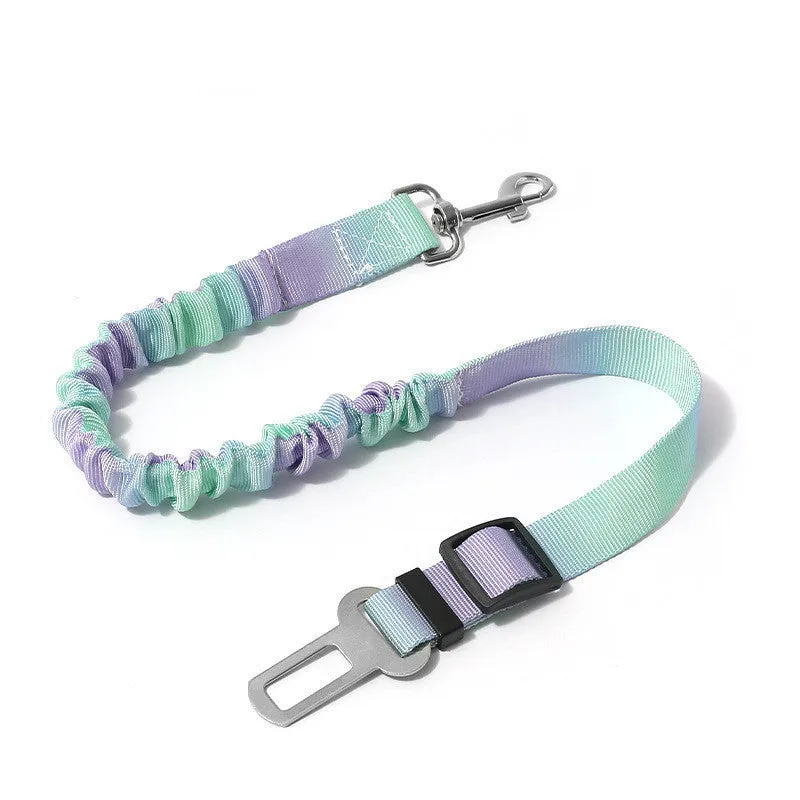 Orange Pink gradient elastic hand holding rope for pets, 60-80cm long, polyester material