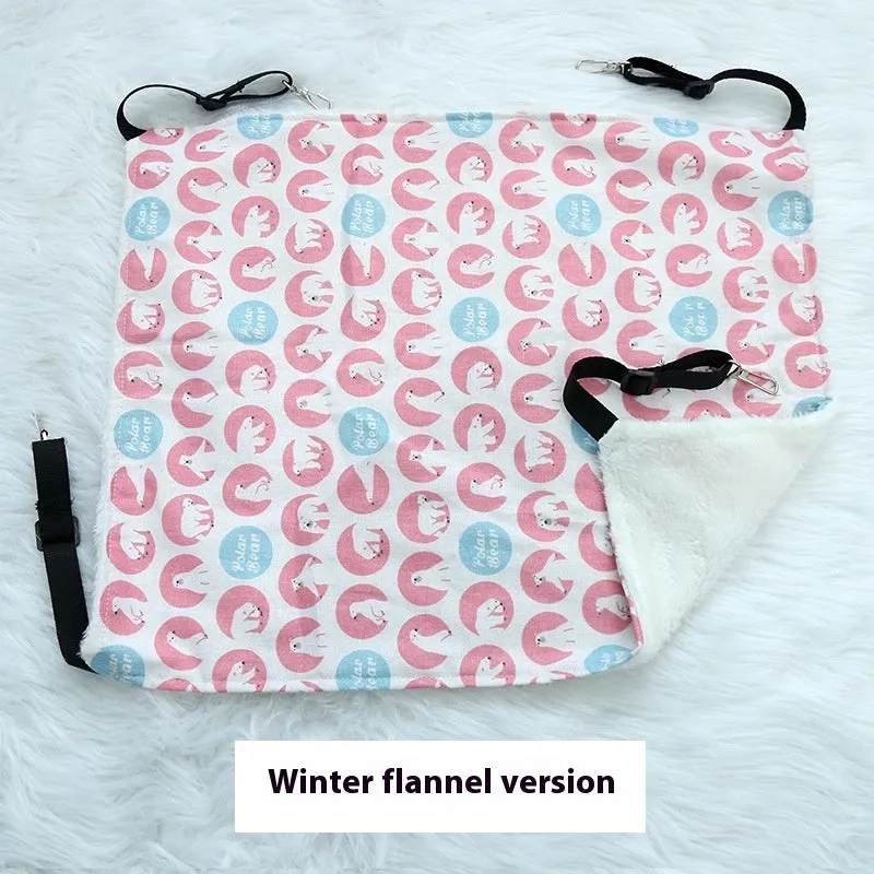 Cat fleece-lined hanging hammock in winter colour design for cage