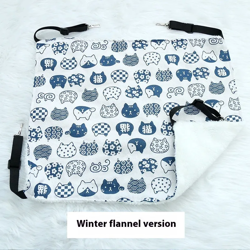 Cat fleece-lined hanging hammock in winter colour design for cage