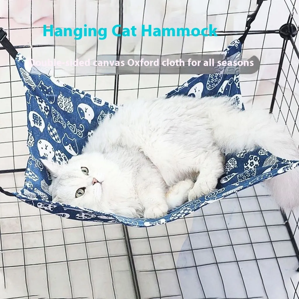 Cat fleece-lined hanging hammock in winter colour design for cage