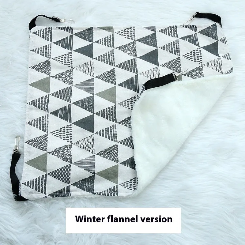 Cat fleece-lined hanging hammock in winter colour design for cage