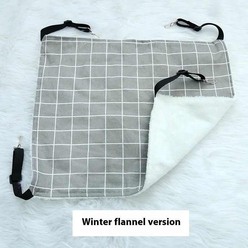 Cat fleece-lined hanging hammock in winter colour design for cage