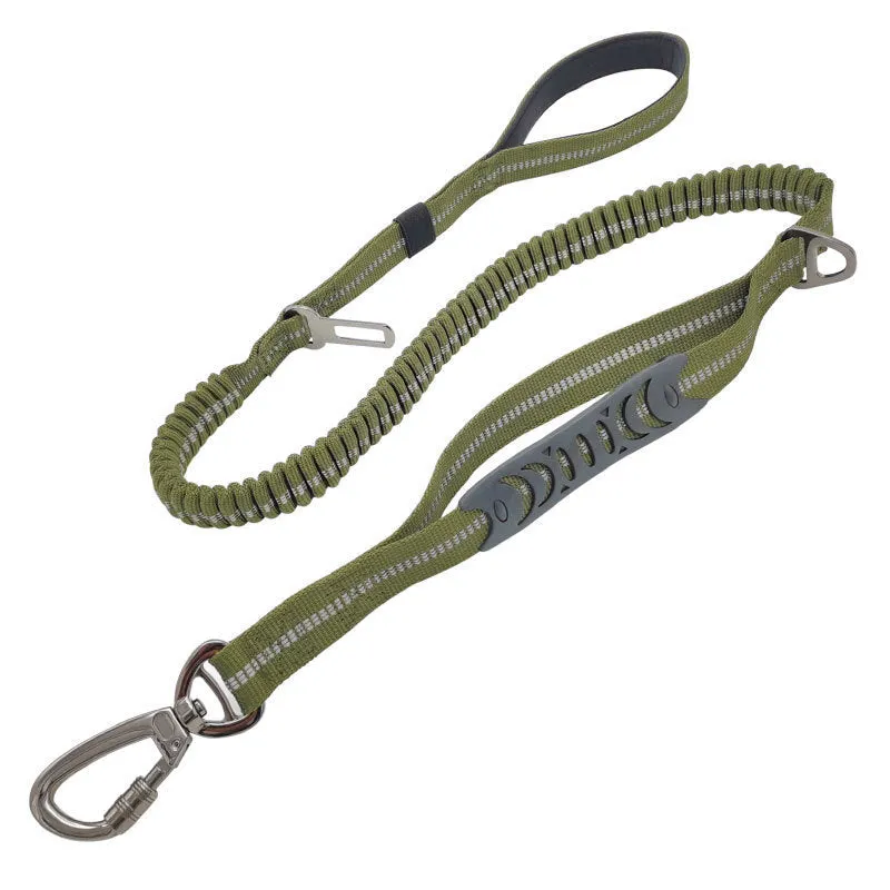 Retractable polyester dog rope leash in army green, 2.5x135cm, with handgrip for small pets