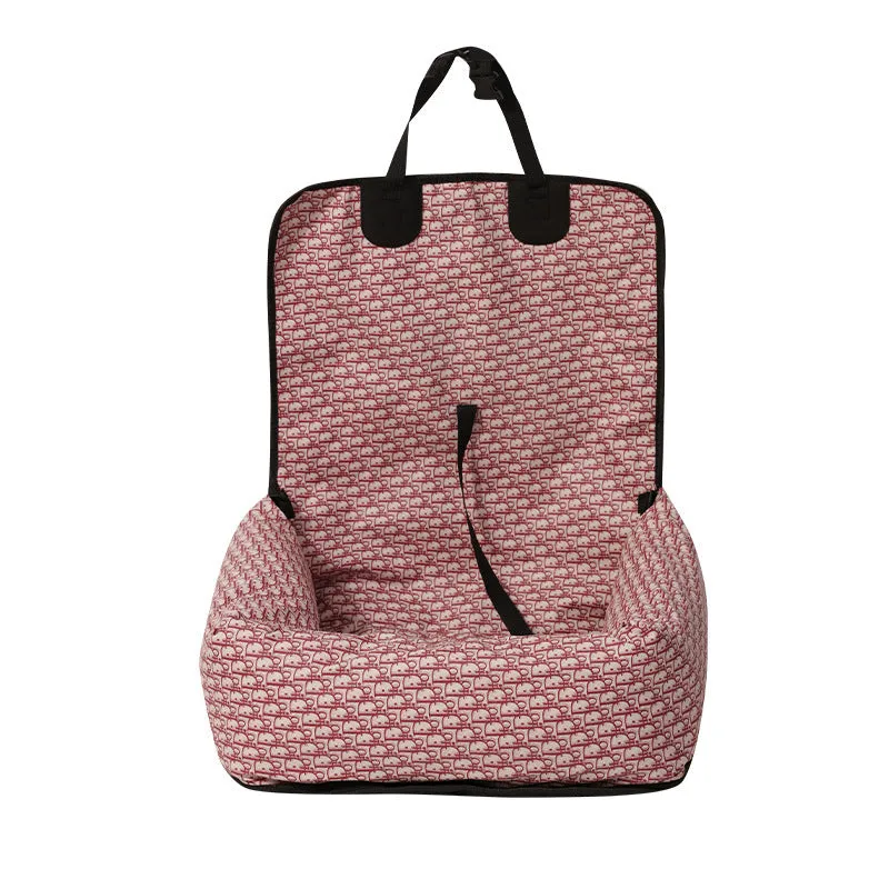 Breathable portable pet car seat 45x45x18cm in grey cationic net material for cat or dog travel