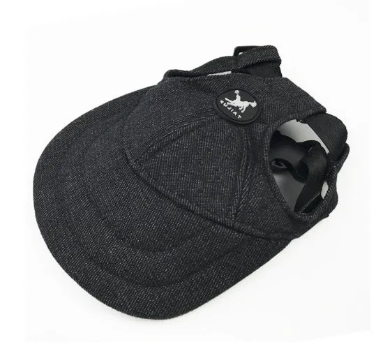 Multi-colour sun-proof polyester cotton and denim baseball cap for dogs and cats in pink, blue, and cowboy black