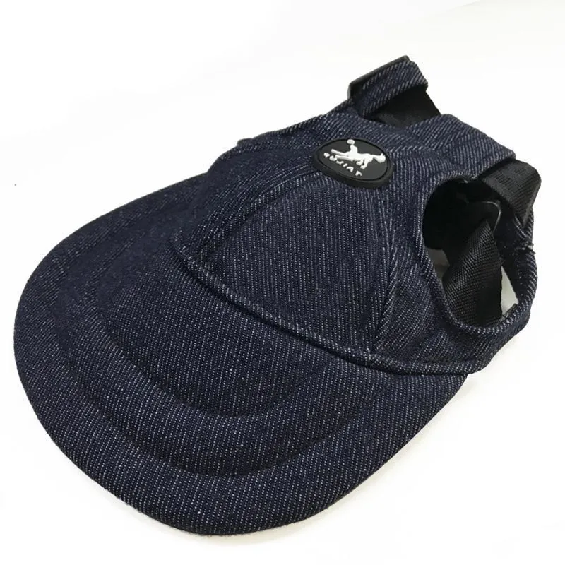 Multi-colour sun-proof polyester cotton and denim baseball cap for dogs and cats in pink, blue, and cowboy black
