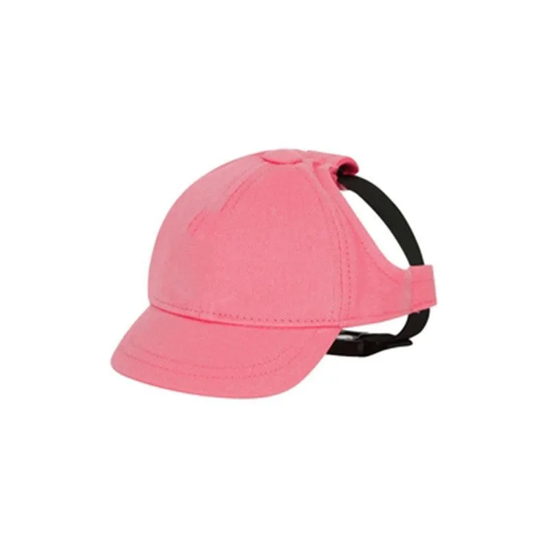 Adjustable sun-proof cotton pet baseball cap with exposed ears in apricot on dog