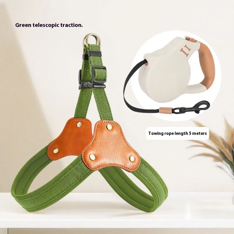 Dog breast collar with hand holding rope in cloth for small dogs and cats, shown in brown colour