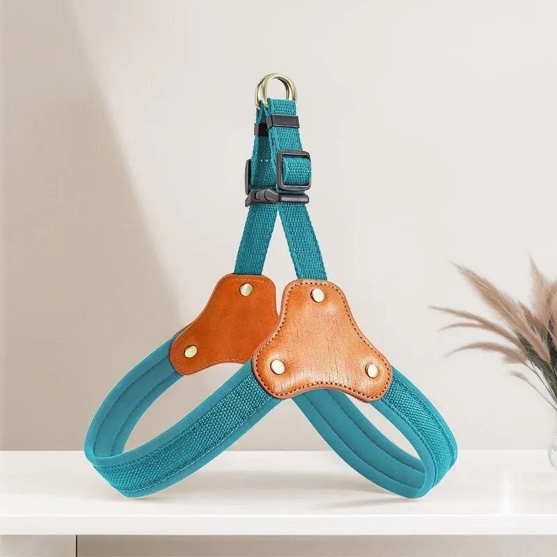 Dog breast collar with hand holding rope in cloth for small dogs and cats, shown in brown colour