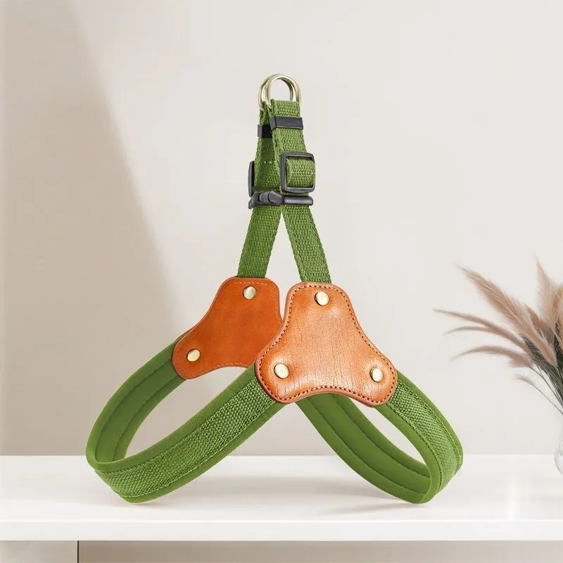 Dog breast collar with hand holding rope in cloth for small dogs and cats, shown in brown colour
