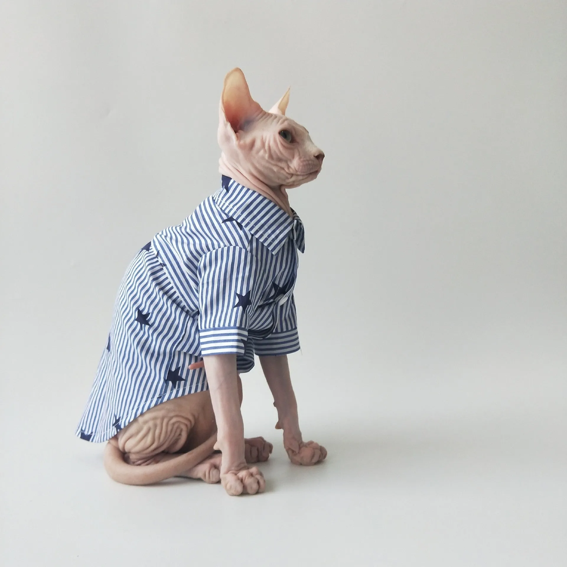Casual thin cotton shirt for Sphinx hairless cats in breathable design