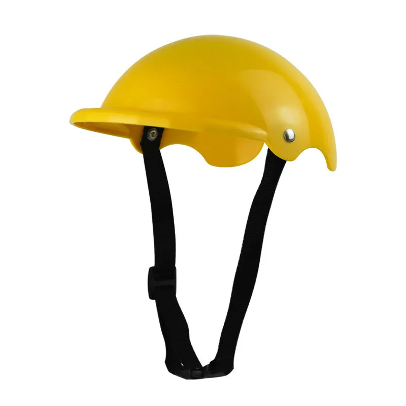 Small S size plastic pet safety helmet for motorcycles in pink, black, yellow, or green.