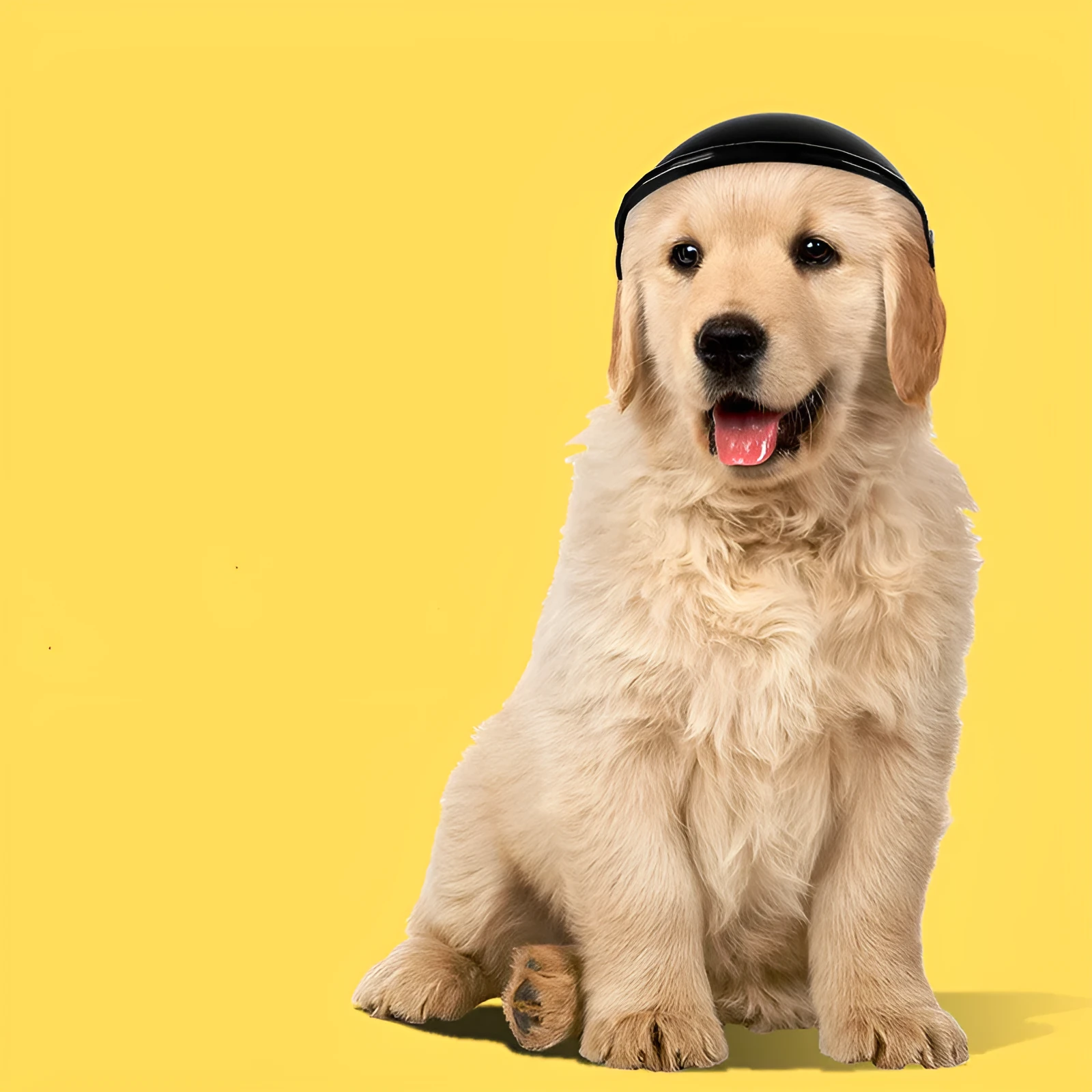 Small S size plastic pet safety helmet for motorcycles in pink, black, yellow, or green.