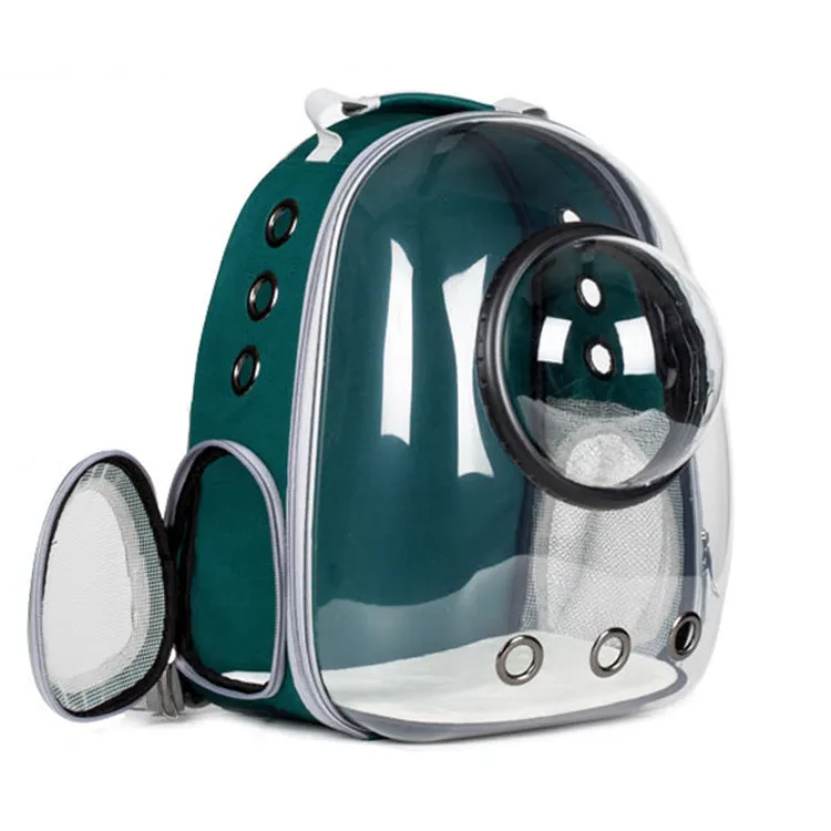 Transparent skylight pet cat bag in black colour, PC material, large capacity for travel use
