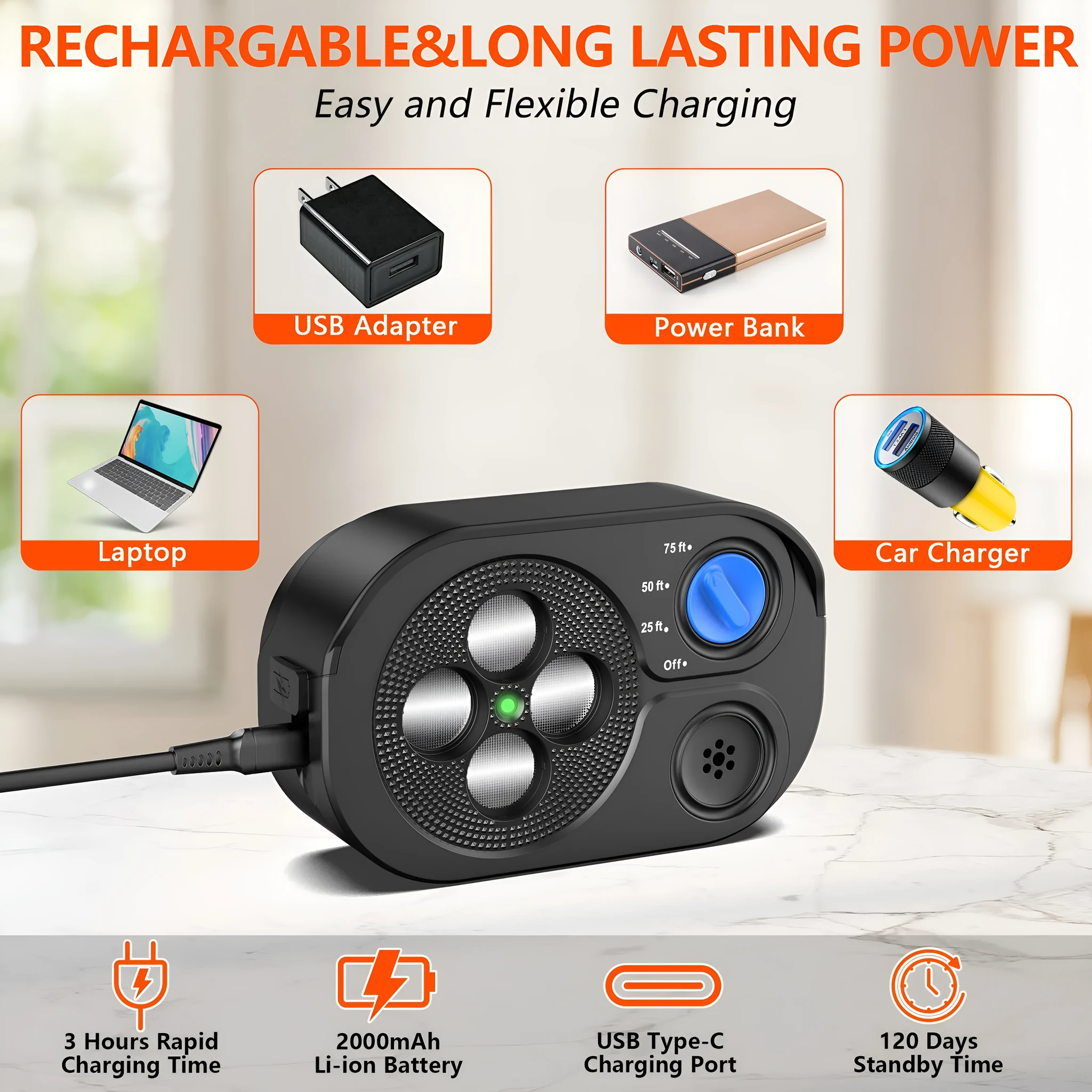 Automatic ultrasonic bark stopping dog training device black ABS casing compact 124x77x42mm