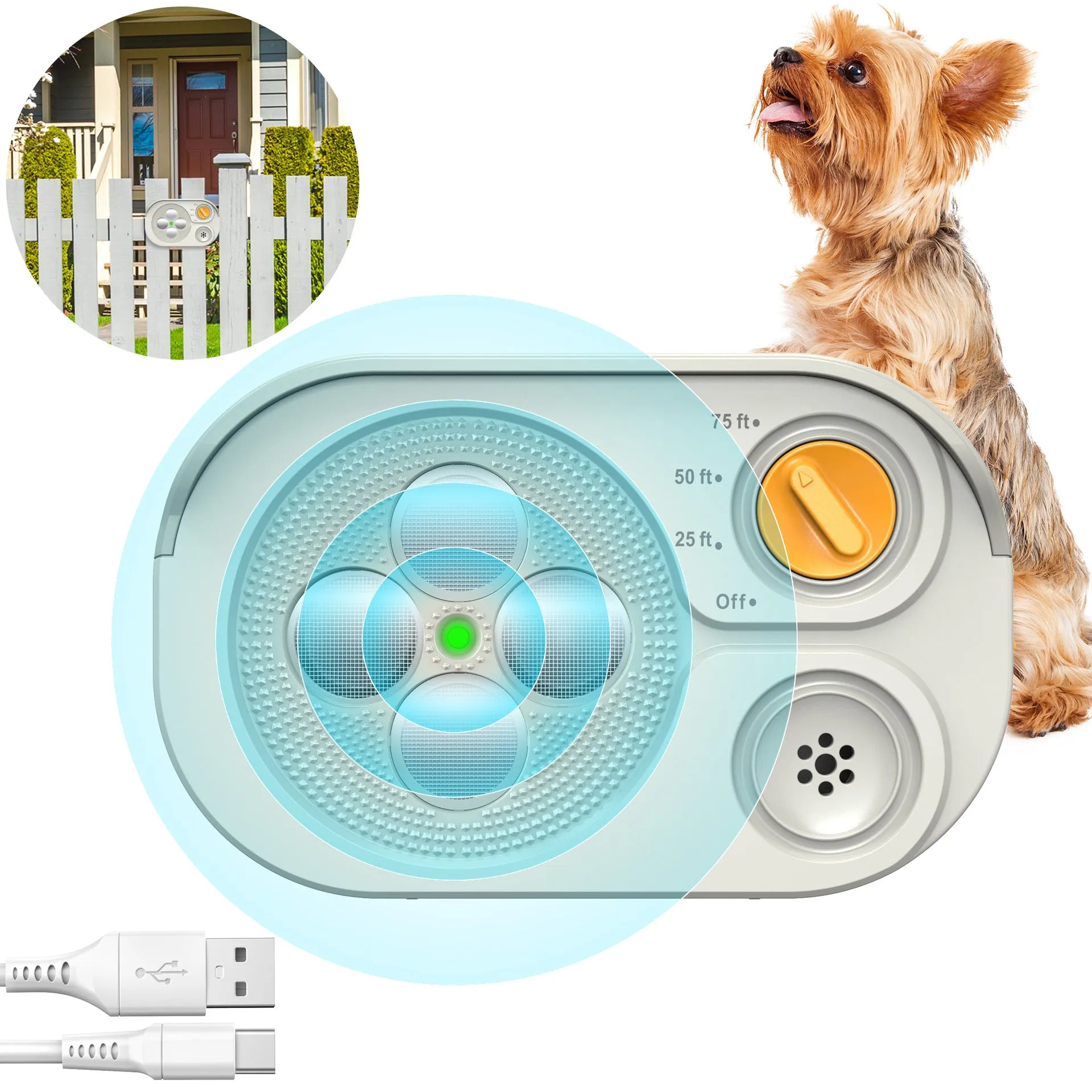 Automatic ultrasonic bark stopping dog training device black ABS casing compact 124x77x42mm