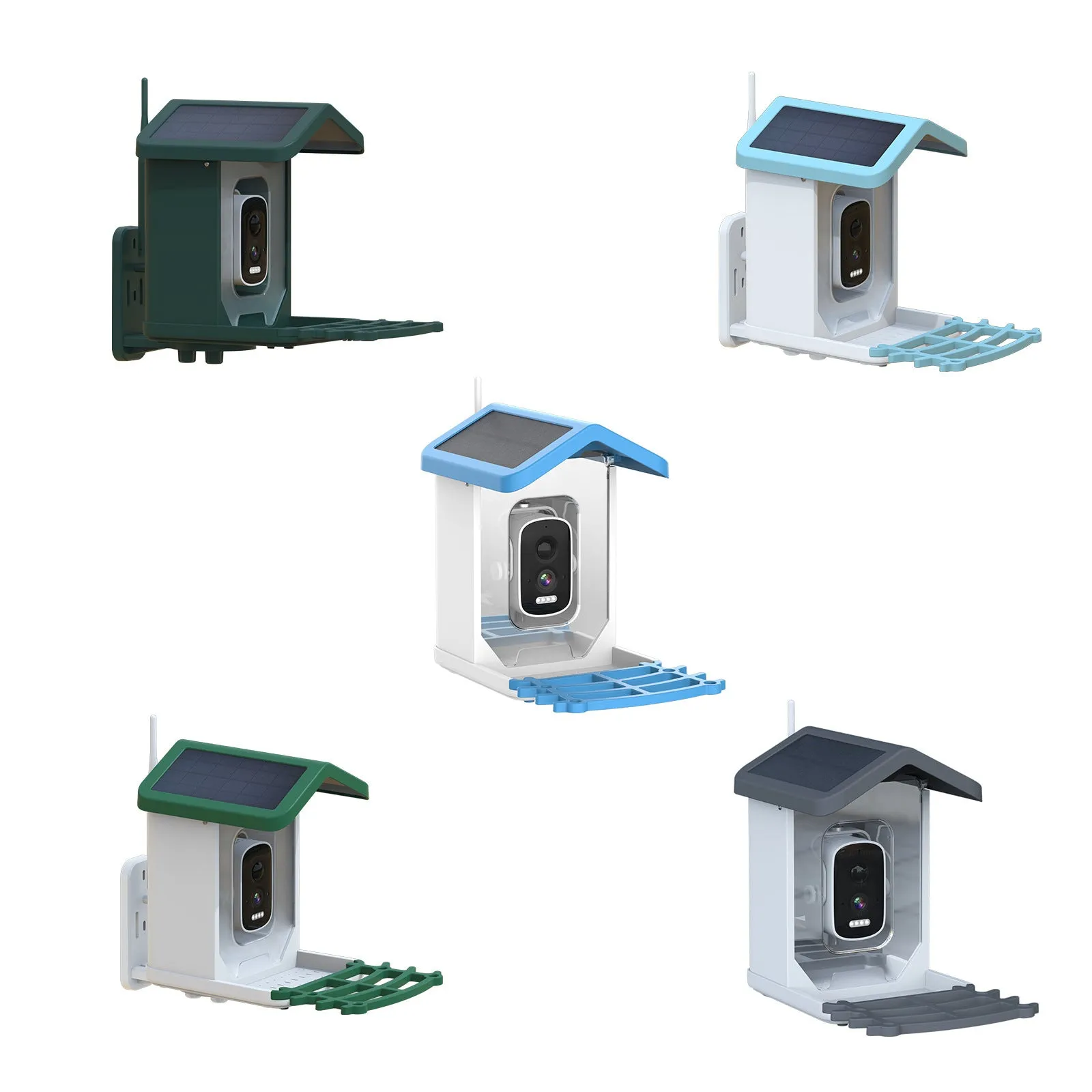 Q40 intelligent bird feeder in sky blue with solar panel and HD camera for garden birdwatching
