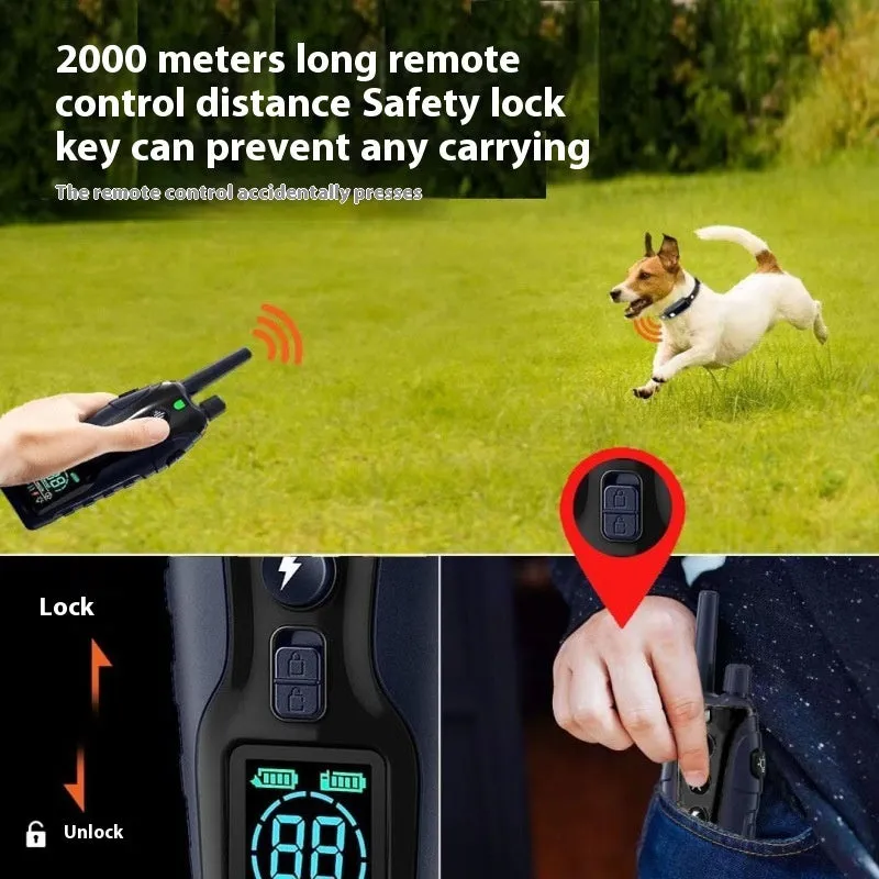 Colour screen dog training collar remote with dual power display and waterproof collar for one dog